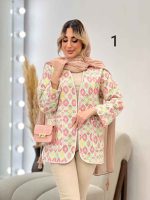 مانتو طرح دار نوار دوزی دو جیب کد 4625