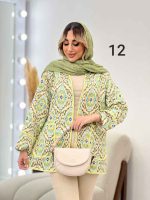 مانتو طرح دار نوار دوزی دو جیب کد 4625 - تصویر 31
