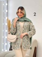 مانتو طرح دار نوار دوزی دو جیب کد 4625 - تصویر 3