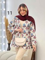مانتو طرح دار نوار دوزی دو جیب کد 4625 - تصویر 12