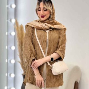 شومیز جلو دکمه آستین سه ربع کد 4600