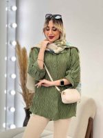 شومیز جلو دکمه آستین سه ربع کد 4600 - تصویر 8