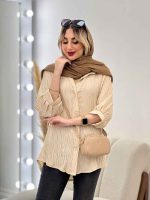 شومیز جلو دکمه آستین سه ربع کد 4600 - تصویر 5