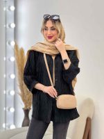 شومیز جلو دکمه آستین سه ربع کد 4600 - تصویر 4