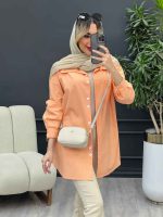 مانتو لینن هشت دکمه تک جیب کد 4623 - تصویر 2