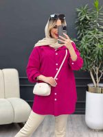 مانتو لینن هشت دکمه تک جیب کد 4623 - تصویر 5