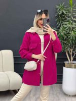 مانتو لینن رنگی دو جیب پاکتی کد 4624 - تصویر 2