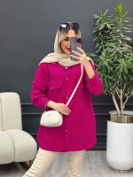 مانتو لینن رنگی دو جیب پاکتی کد 4624 - تصویر 10
