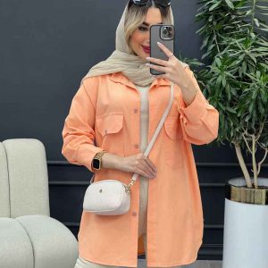 مانتو لینن رنگی دو جیب پاکتی کد 4624