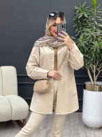 مانتو لینن هشت دکمه تک جیب کد 4623 - تصویر 4