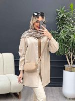 مانتو لینن هشت دکمه تک جیب کد 4623 - تصویر 11