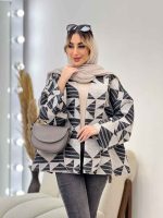 مانتو لبه مغزی دوزی طرح دار کد 4559 - تصویر 4