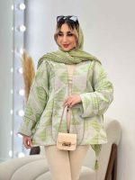 مانتو لبه مغزی دوزی طرح دار کد 4559 - تصویر 12
