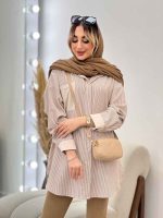 شومیز راه راه تک جیب کد 4604 - تصویر 4
