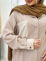شومیز راه راه تک جیب کد 4604 - تصویر 10
