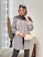 شومیز راه راه تک جیب کد 4604 - تصویر 14