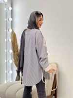 شومیز راه راه تک جیب کد 4604 - تصویر 9