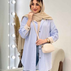 شومیز راه راه تک جیب کد 4604