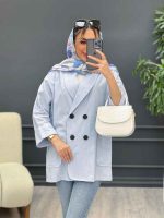 مانتو لینن چهار دکمه آستین پاکتی کد 4633 - تصویر 11