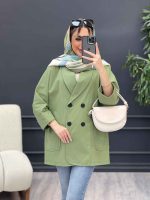 مانتو لینن چهار دکمه آستین پاکتی کد 4633 - تصویر 9