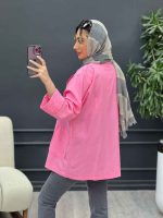 مانتو لینن چهار دکمه آستین پاکتی کد 4633 - تصویر 14