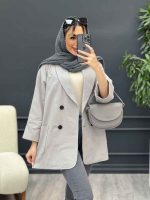مانتو لینن چهار دکمه آستین پاکتی کد 4633 - تصویر 4