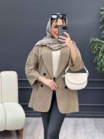 مانتو لینن چهار دکمه آستین پاکتی کد 4633 - تصویر 3