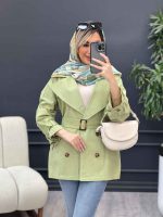 مانتو لینن ژیله سگک دار کد 4590 - تصویر 3