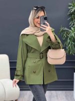 مانتو لینن ژیله سگک دار کد 4590 - تصویر 8