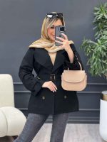 مانتو لینن ژیله سگک دار کد 4590 - تصویر 5