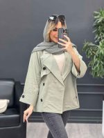 مانتو لینن ژیله دکمه دار کد 4616 - تصویر 11