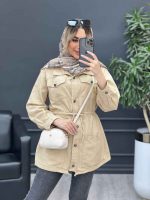 مانتو کتان چهارجیب کمر گت کد 4564 - تصویر 8