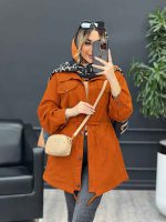 مانتو کتان چهارجیب کمر گت کد 4564 - تصویر 4