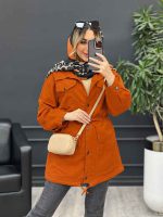 مانتو کتان چهارجیب کمر گت کد 4564 - تصویر 9