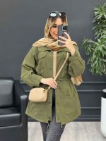 مانتو کتان چهارجیب کمر گت کد 4564 - تصویر 14
