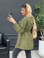 مانتو کتان چهارجیب کمر گت کد 4564 - تصویر 5