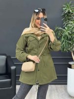 مانتو کتان چهارجیب کمر گت کد 4564 - تصویر 12
