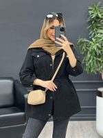 مانتو کتان چهارجیب کمر گت کد 4564 - تصویر 6