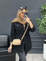 مانتو کتان چهارجیب کمر گت کد 4564 - تصویر 15