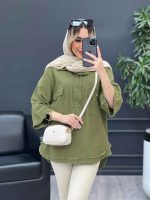 مانتو یقه دو دکمه دو جیب کد 4642 - تصویر 3