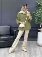 مانتو یقه دو دکمه دو جیب کد 4642 - تصویر 11