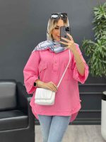 مانتو یقه دو دکمه دو جیب کد 4642 - تصویر 22