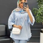 مانتو یقه دو دکمه دو جیب کد 4642