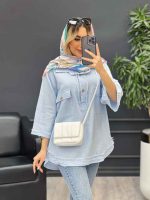 مانتو یقه دو دکمه دو جیب کد 4642 - تصویر 18