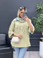 مانتو یقه دو دکمه دو جیب کد 4642 - تصویر 19