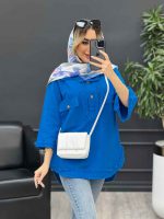 مانتو یقه دو دکمه دو جیب کد 4642 - تصویر 20