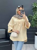 مانتو یقه دو دکمه دو جیب کد 4642 - تصویر 14