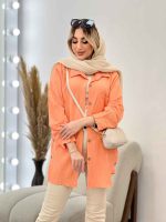 مانتو کراش بغل چهار دکمه کد 4638 - تصویر 7