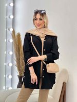 مانتو کراش بغل چهار دکمه کد 4638 - تصویر 6