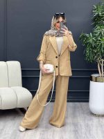 ست مانتو و شلوار دو دکمه جیب نما کد 4634 - تصویر 4
